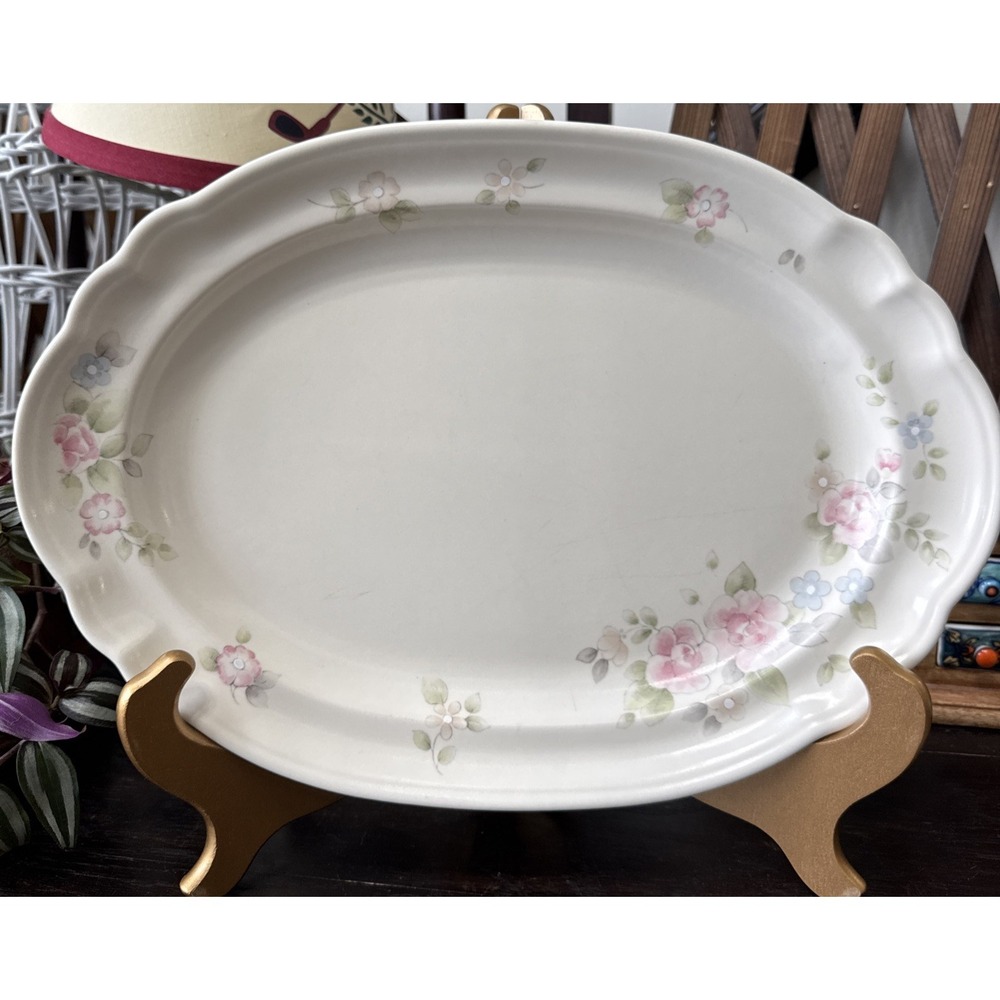 VINTAGE PFALTZGRAFF TEA ROSE‎ OVAL LARGE SERVING TRAY PLATTER USA 14.5'' x 10''
